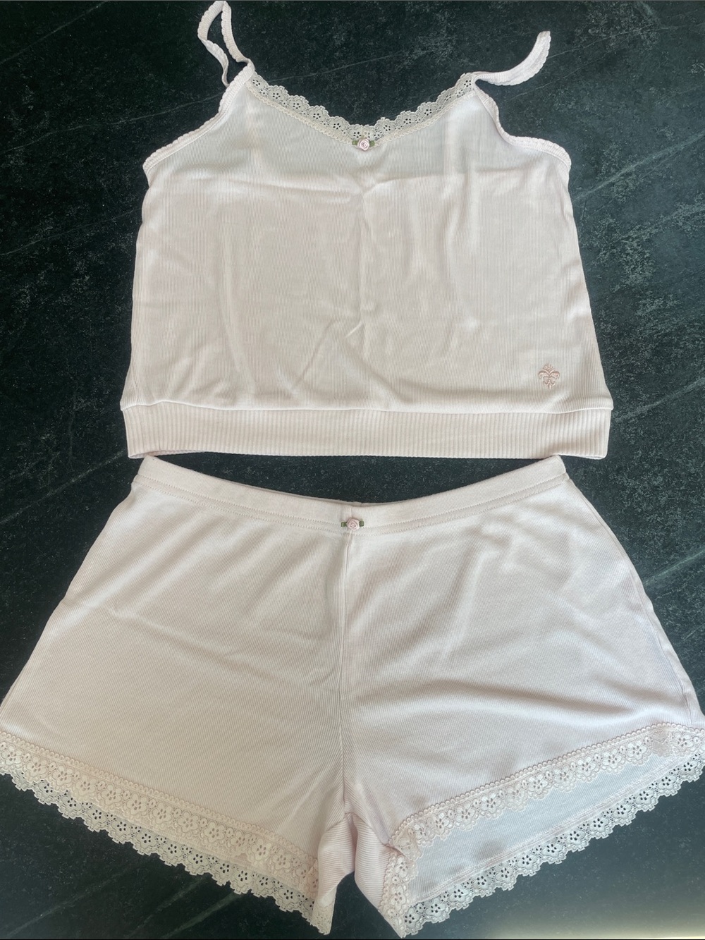 NWOT Lace-Trim Soft Knit Cami & Short Sleep Set - Pale Pink 🌸